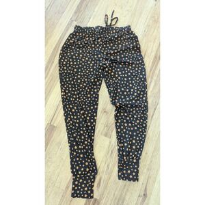Spooky Night‎ Womens Black Orange Star Print Pajama Jogger Pants Size Medium